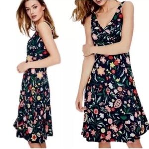 Boden Willa Jersey Dress Navy Floral Print V Neck Wrap Style Sleeveless Size 14R